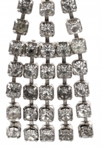 Silver Tone Diamante Pierced Drop Earrings circa 1950s